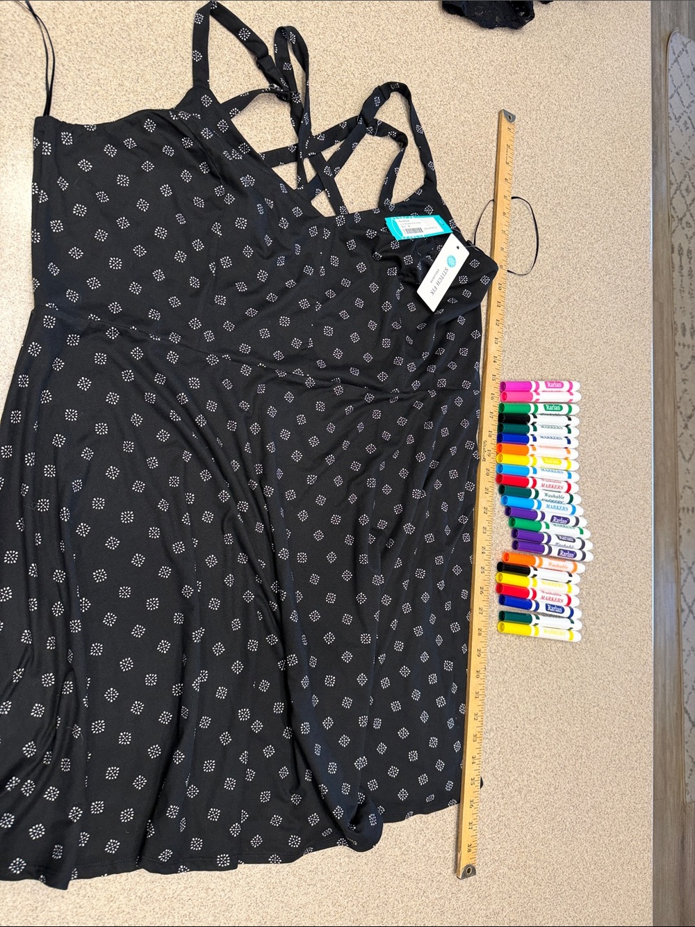 Nine Britton Lizzie brushed knit dress black 3X adjustable spaghetti straps NWT